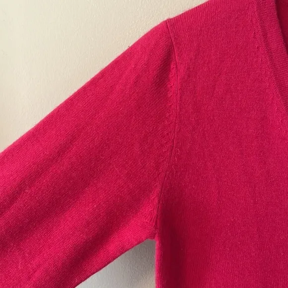 Takashimaya Japan 100% Cashmere Cardigan Sweater Pockets Size Medium Hot Pink