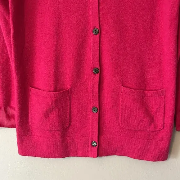 Takashimaya Japan 100% Cashmere Cardigan Sweater Pockets Size Medium Hot Pink