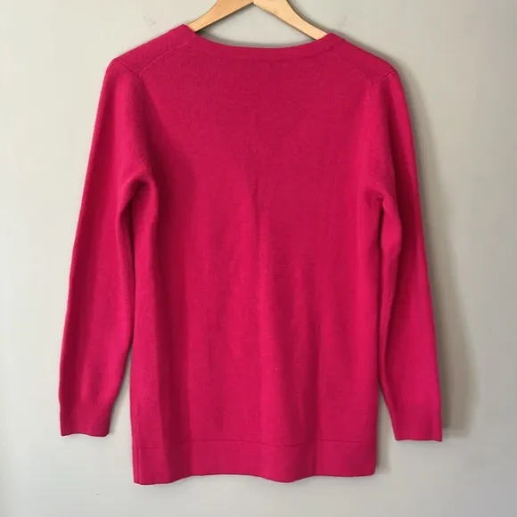 Takashimaya Japan 100% Cashmere Cardigan Sweater Pockets Size Medium Hot Pink
