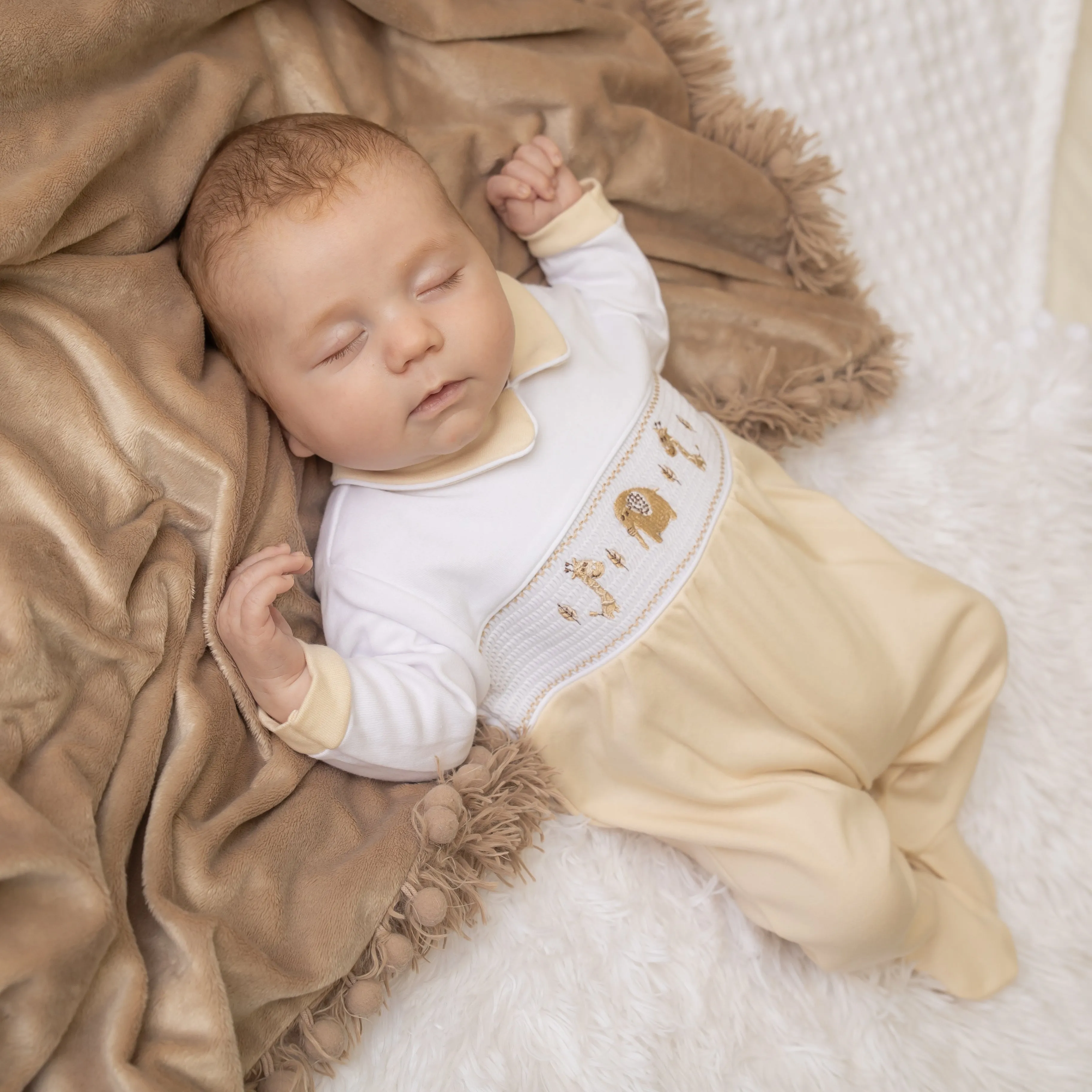 Taupe Jungle Friends Cotton Sleepsuit