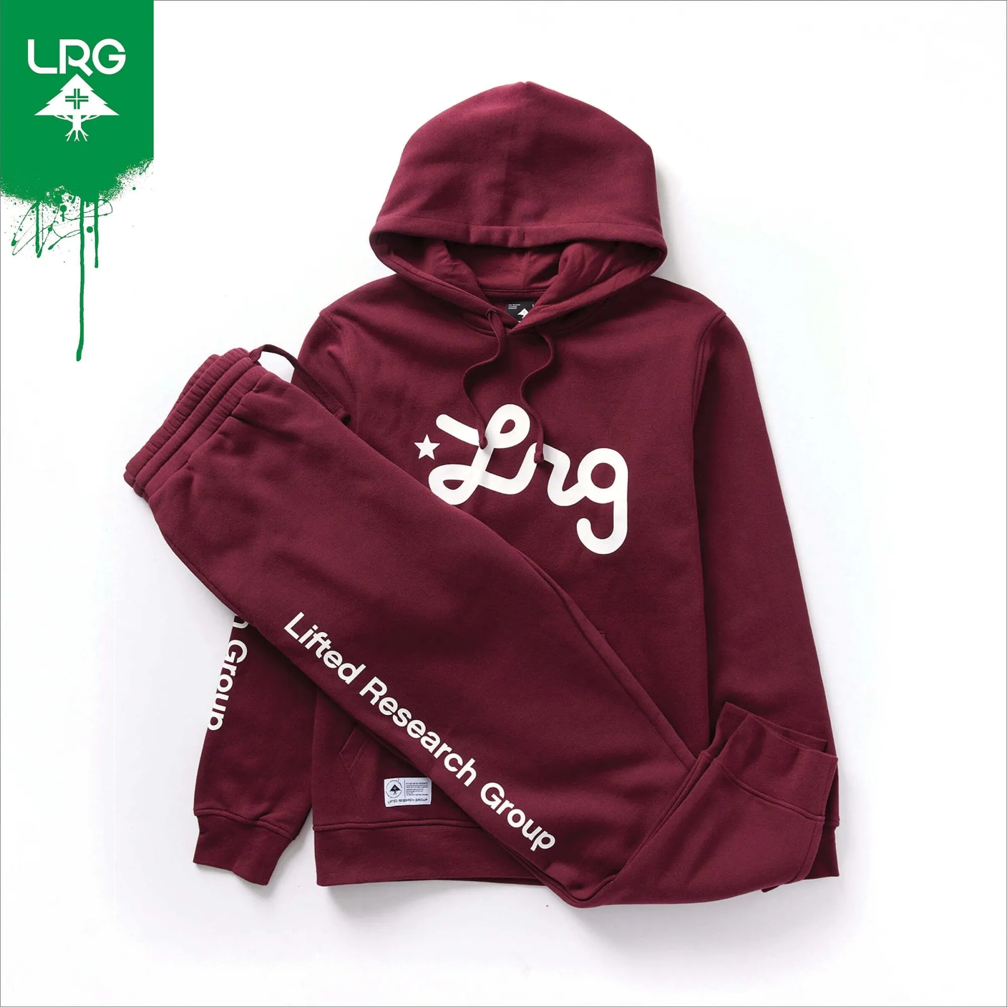 Tepláky LRG LIFTED SCRIPT JOGGER SWEATPANTS bordové