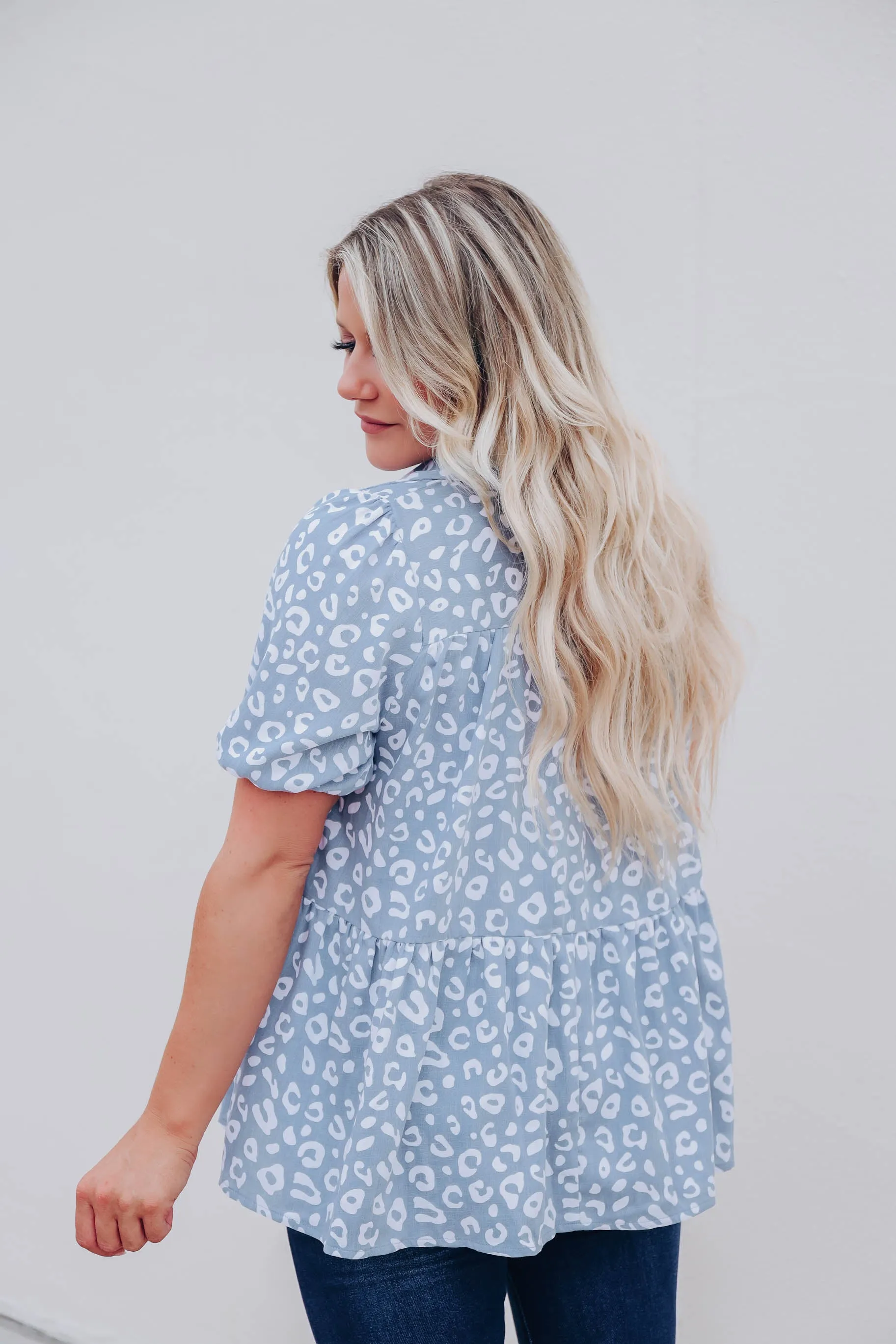 Tess Leopard Babydoll Blouse- FINAL SALE