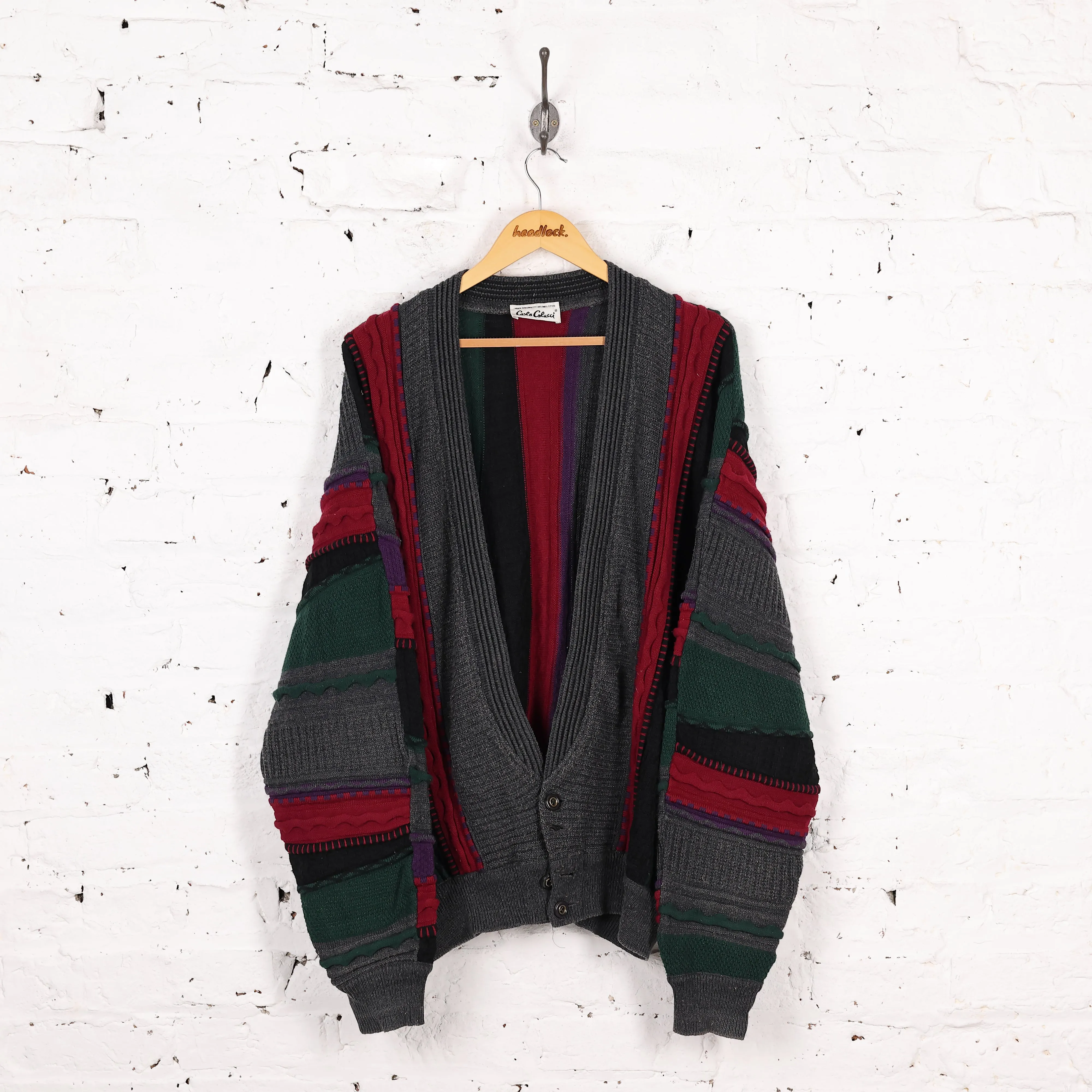Texture Pattern Knit Cardigan - Grey - XL