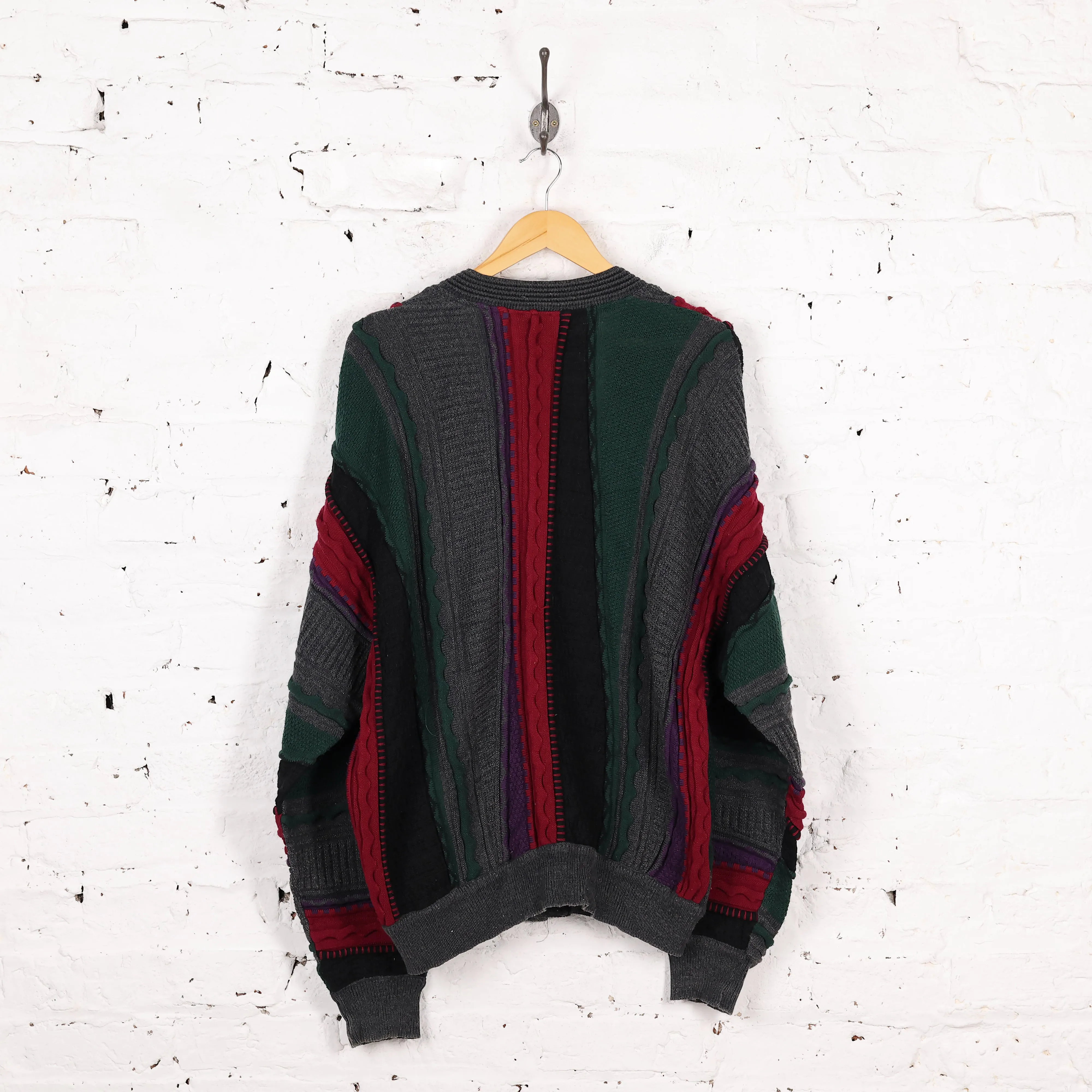 Texture Pattern Knit Cardigan - Grey - XL