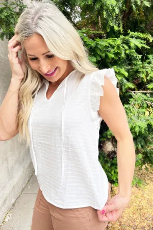 Textured Blouse with Ruffle Sleeve