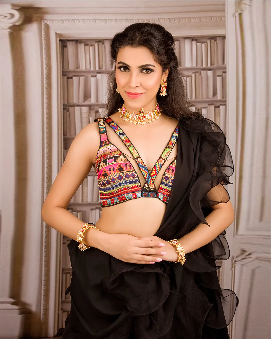 The Black Ruffle Sari