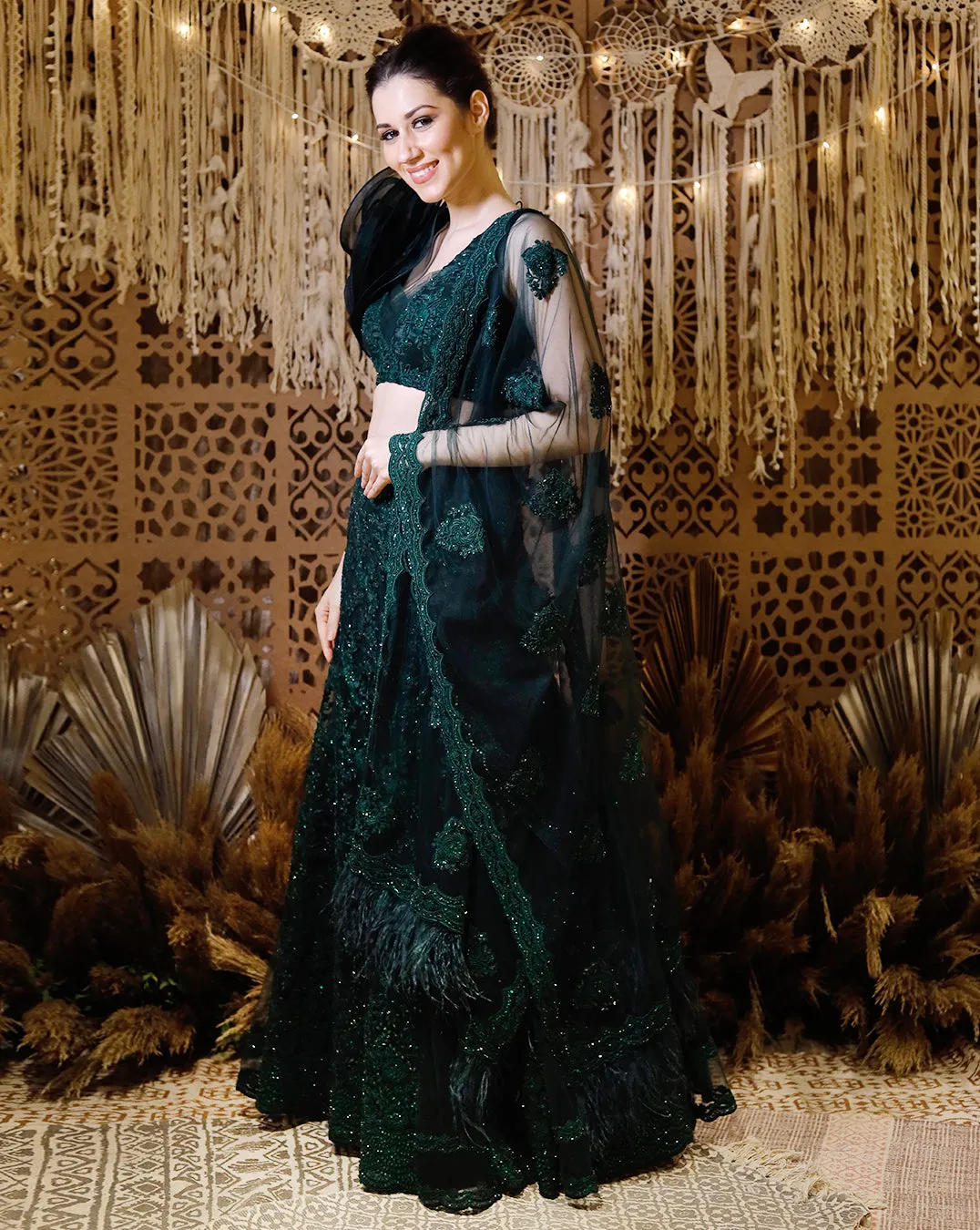 The embroidered green lehenga