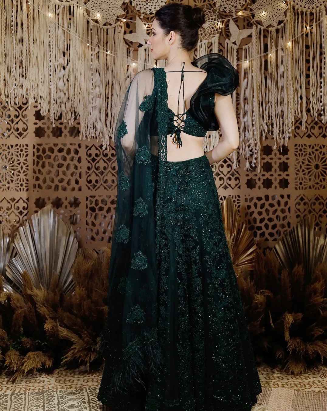 The embroidered green lehenga