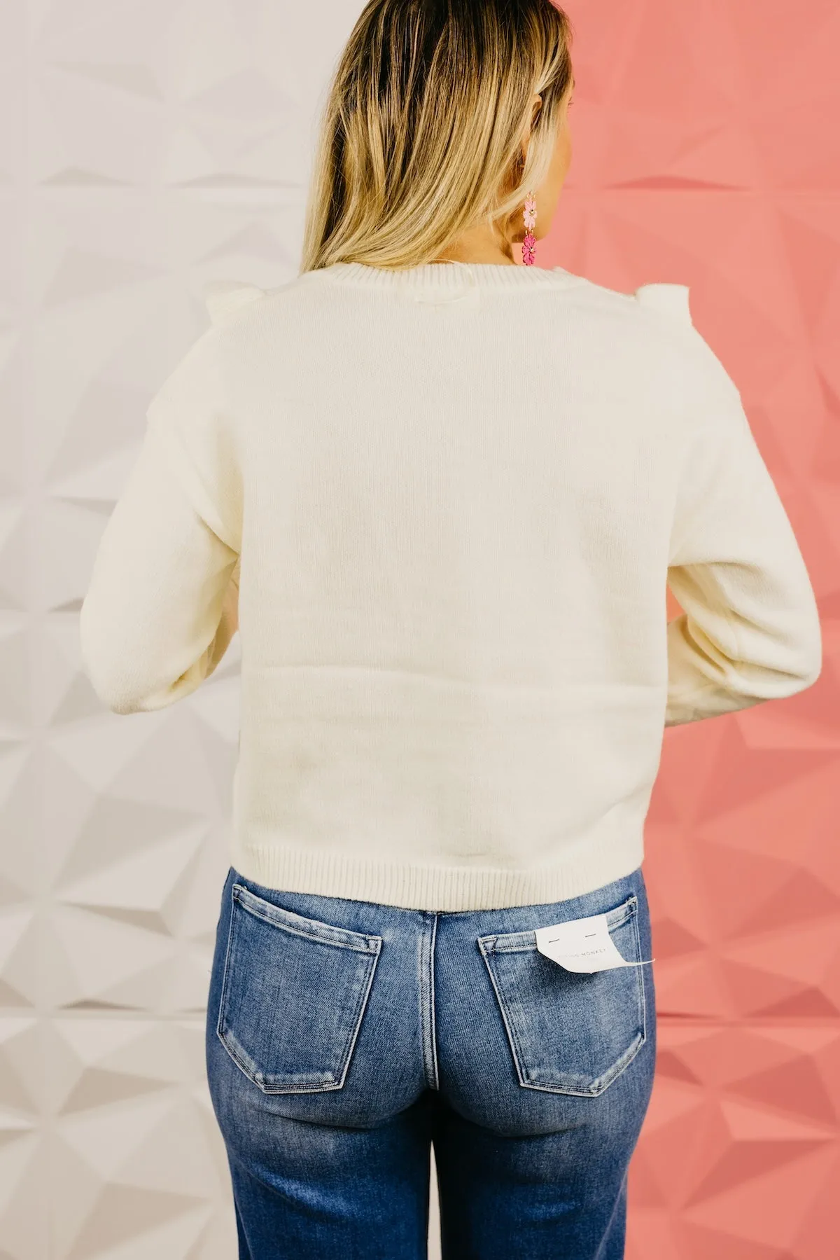 The Everly Crochet Ruffle Button-Down Cardigan