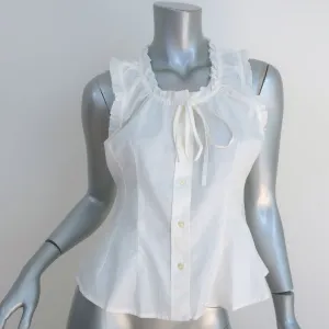 THE GREAT The Abbey Top Cream Cotton Size 2 Sleeveless Button-Up Blouse NEW