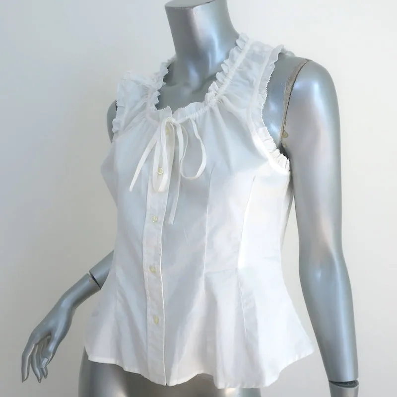 THE GREAT The Abbey Top Cream Cotton Size 2 Sleeveless Button-Up Blouse NEW