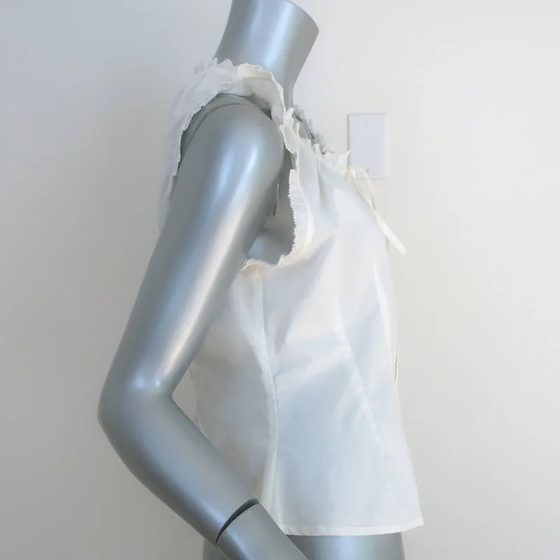 THE GREAT The Abbey Top Cream Cotton Size 2 Sleeveless Button-Up Blouse NEW