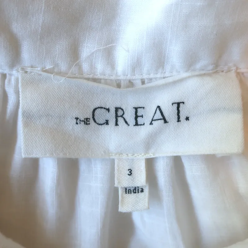 THE GREAT The Gardenia Top White Ruffled Cotton Size 3 Button-Up Blouse