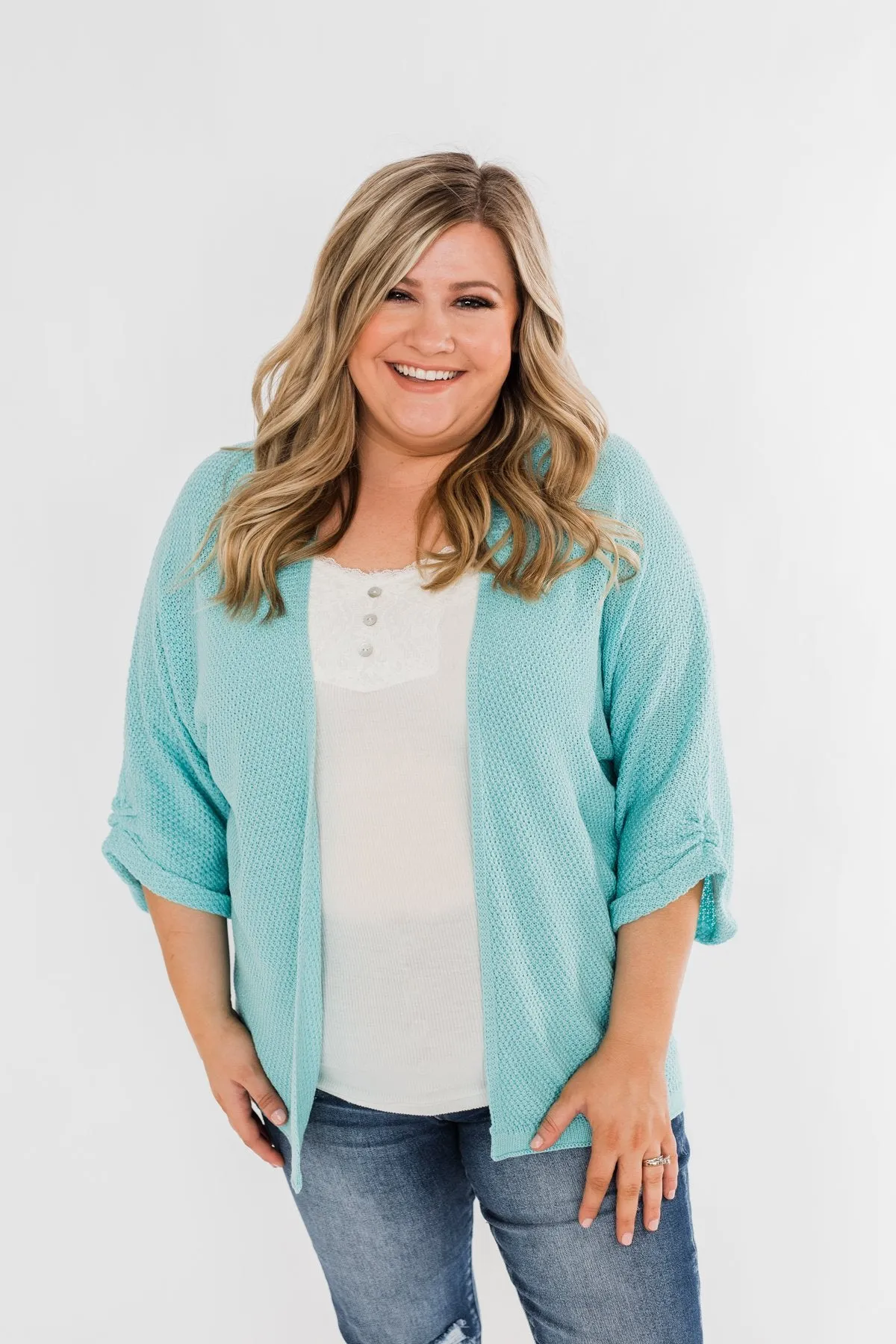 The Perfect Knit Cardigan- Aqua Blue