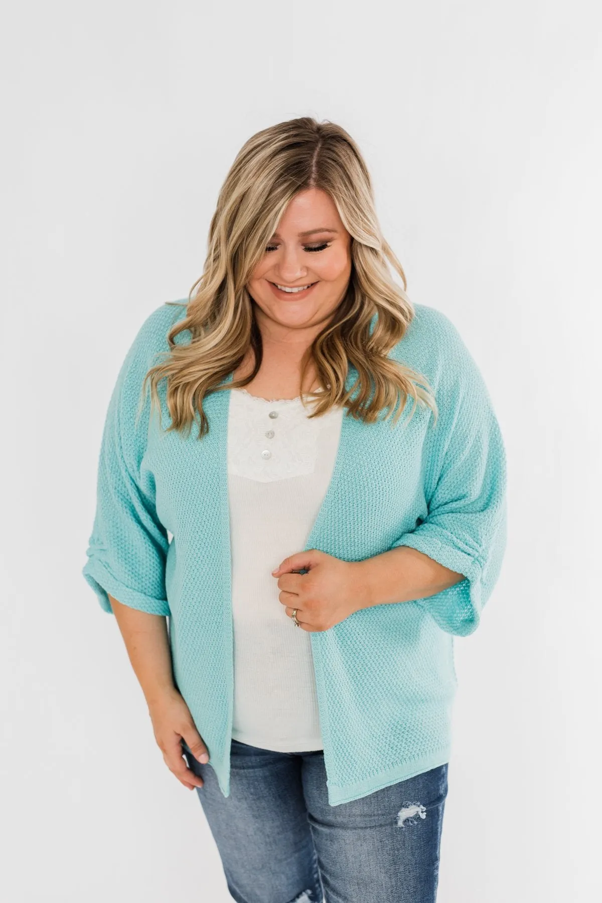 The Perfect Knit Cardigan- Aqua Blue