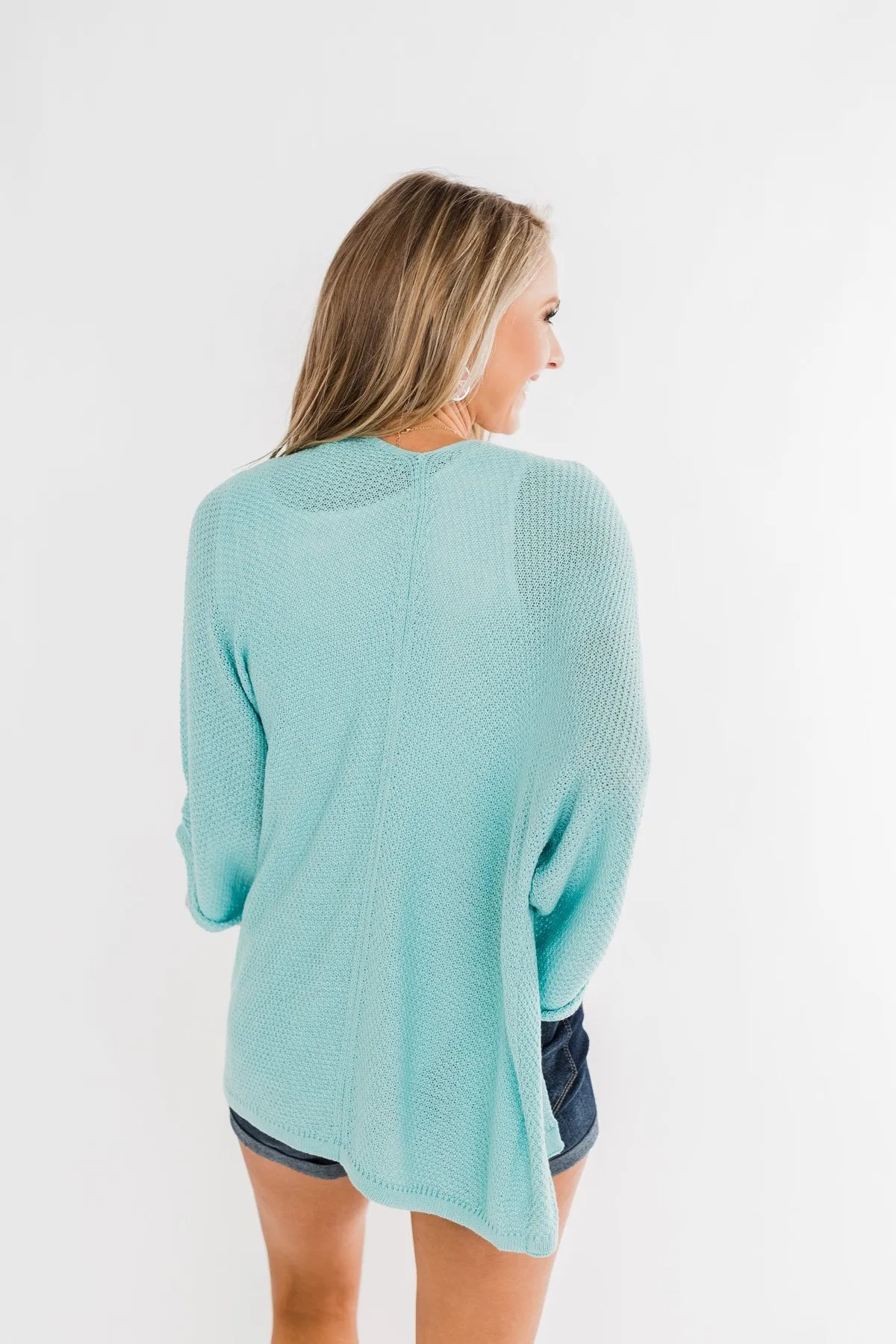 The Perfect Knit Cardigan- Aqua Blue