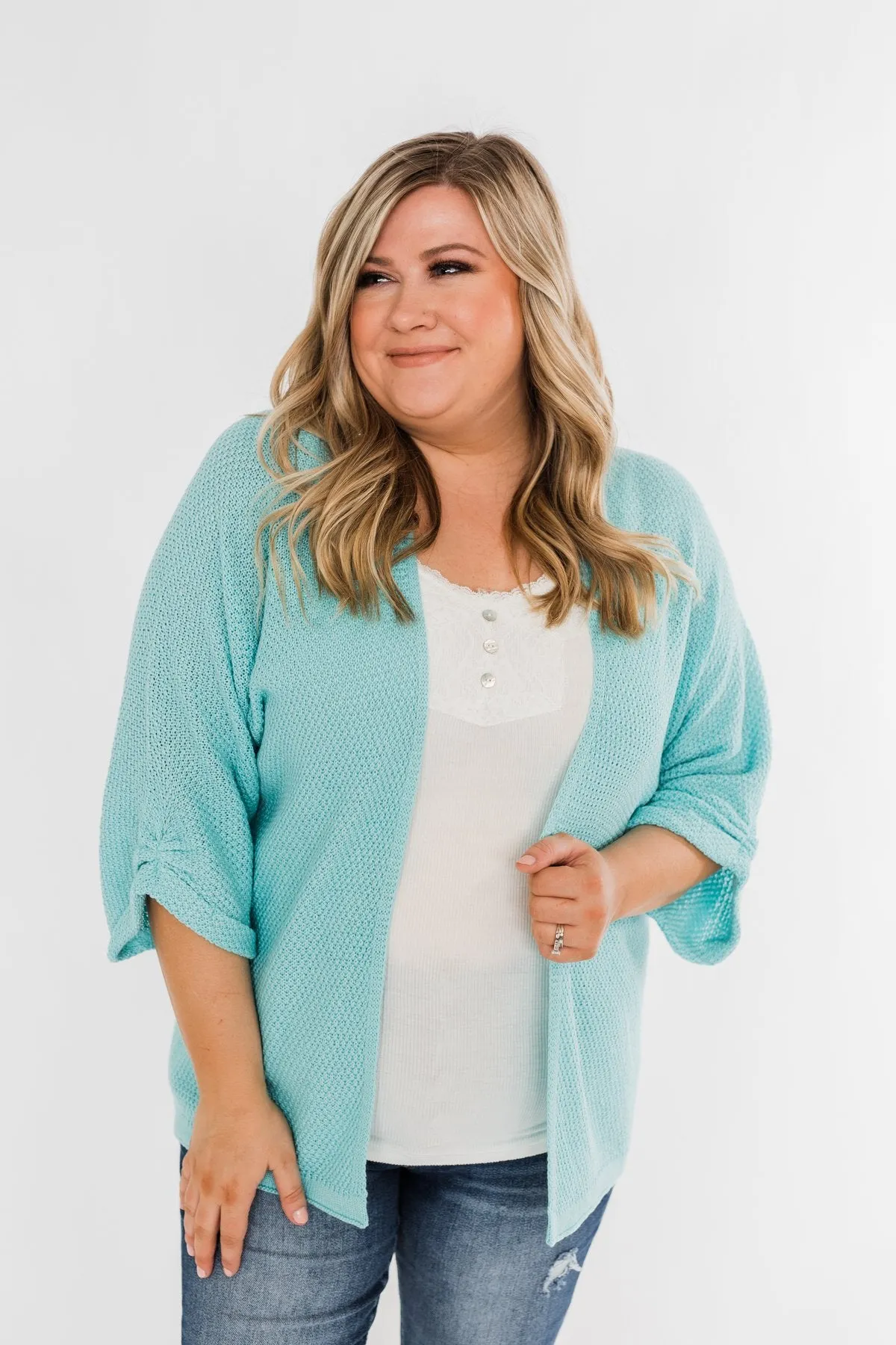 The Perfect Knit Cardigan- Aqua Blue