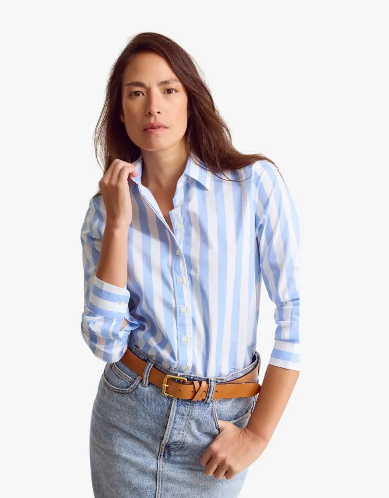 The Shirt The Boyfriend Shirt in Wide Sky Blue & White Stripe