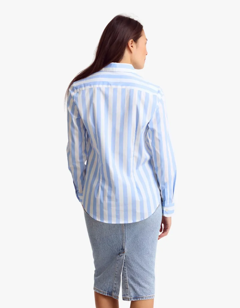 The Shirt The Boyfriend Shirt in Wide Sky Blue & White Stripe