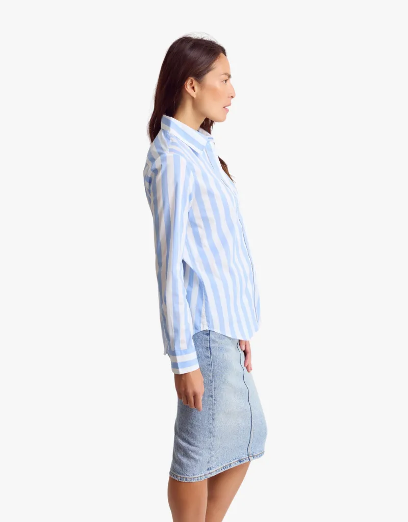 The Shirt The Boyfriend Shirt in Wide Sky Blue & White Stripe