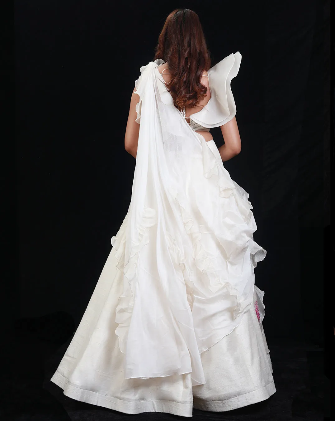 The Synchronized Scintillation Drape Lehenga