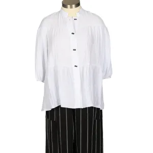 Tiered Ruffle Button Down Peasant Blouse