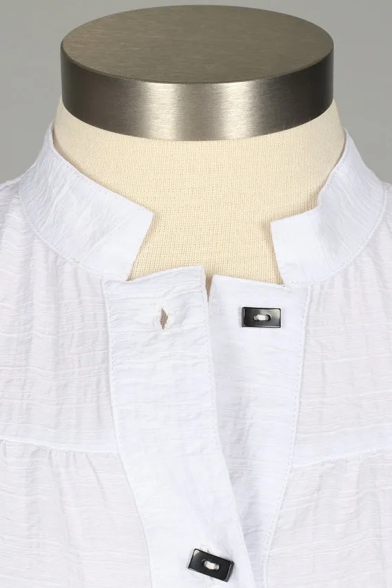 Tiered Ruffle Button Down Peasant Blouse