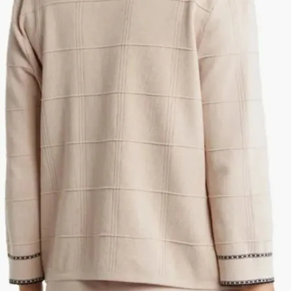 Tipped Button Front Cardigan Champagne Blush/ Black XL NWT