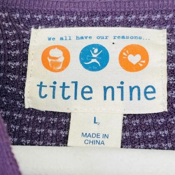 Title Nine Womens Hoodie Long Cardigan Sweater Wool Striped Button Up Purple Top