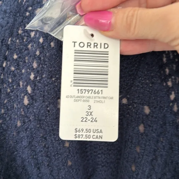 TORRID Outlander The Series Women's Navy Sweater Cardigan Size 3X