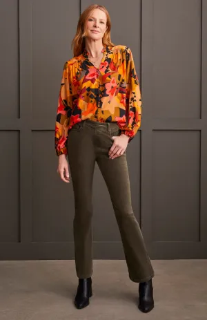 Tribal Jacquard Challis Button-Up Blouse