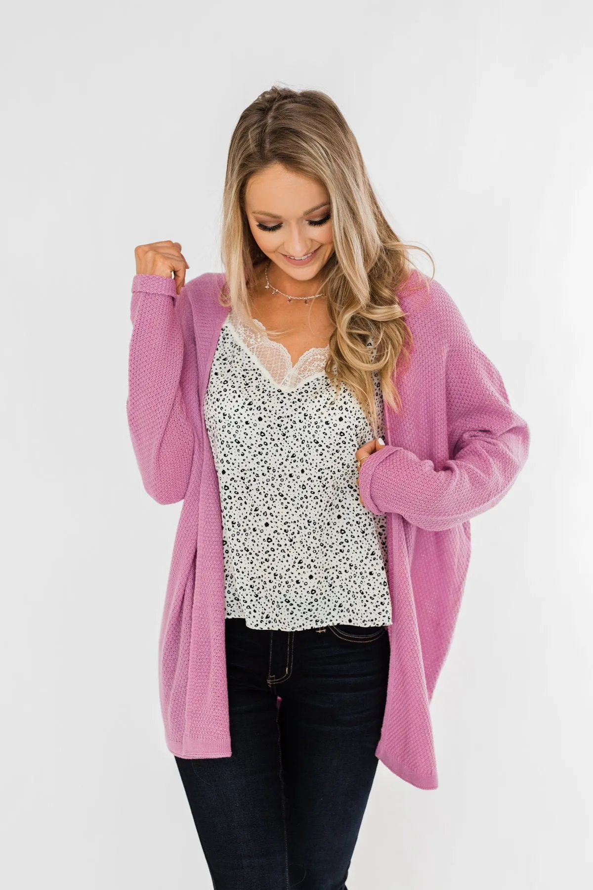 Truth Be Told Knitted Cardigan- Orchid