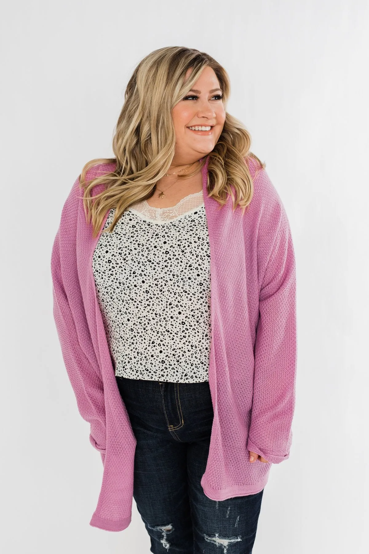 Truth Be Told Knitted Cardigan- Orchid