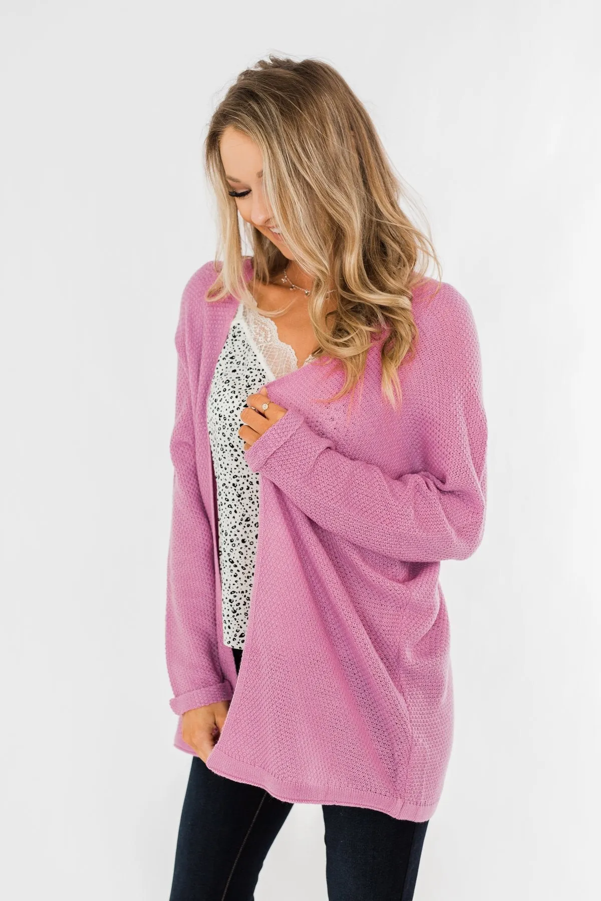 Truth Be Told Knitted Cardigan- Orchid