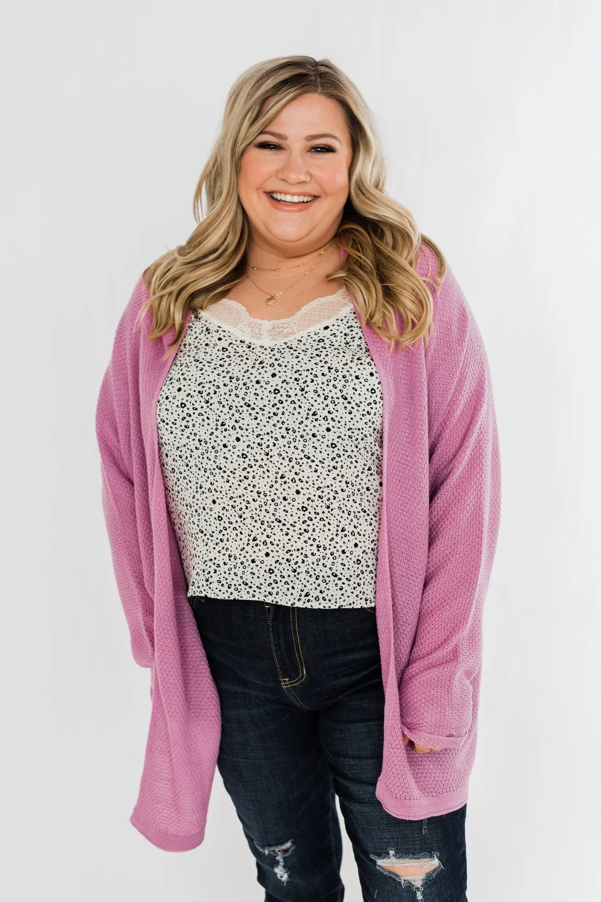 Truth Be Told Knitted Cardigan- Orchid