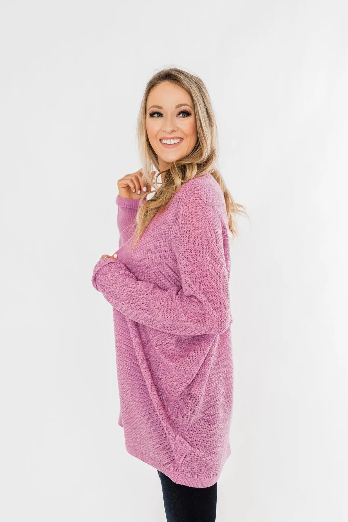 Truth Be Told Knitted Cardigan- Orchid