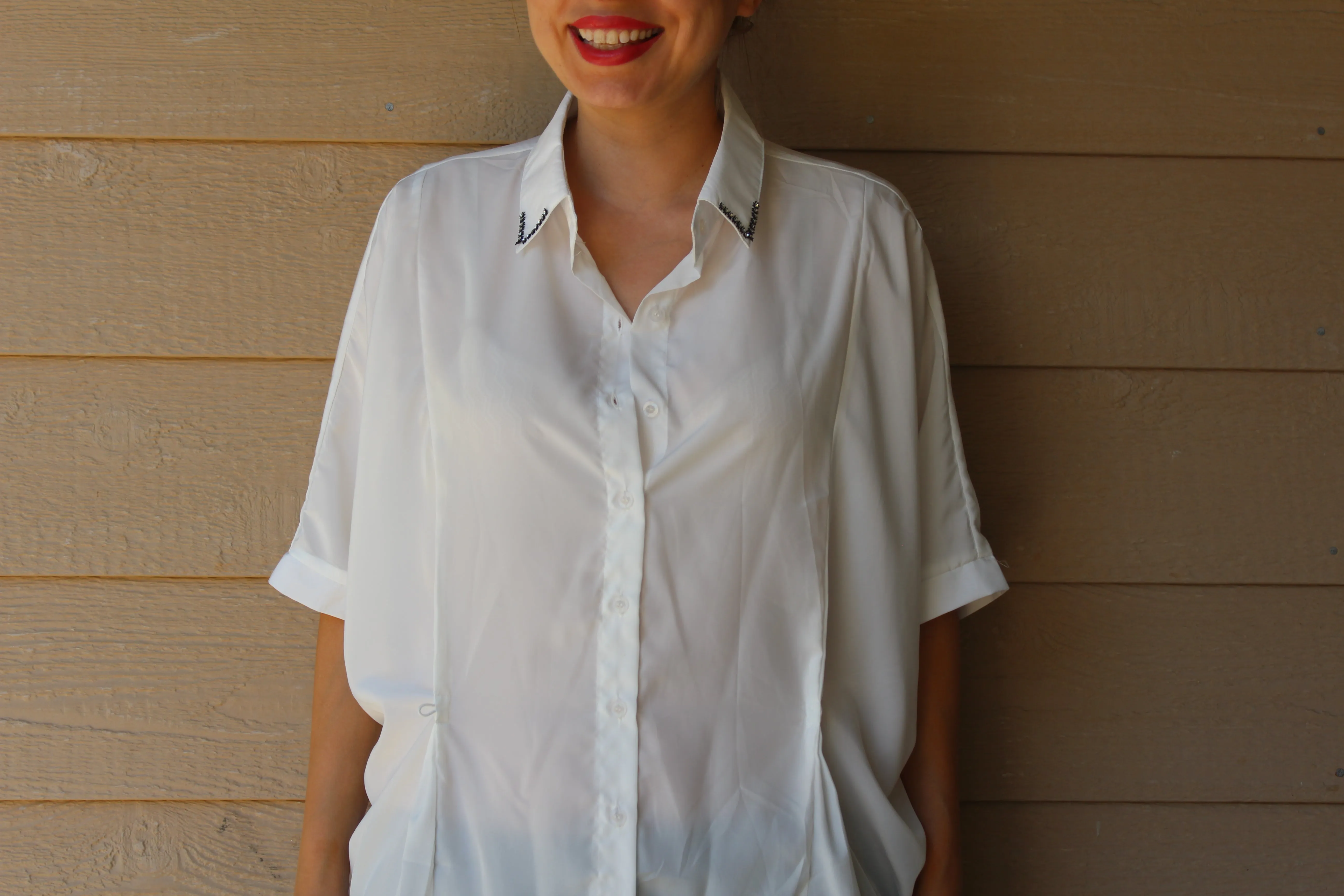 Twist-Front White Buttoned Top