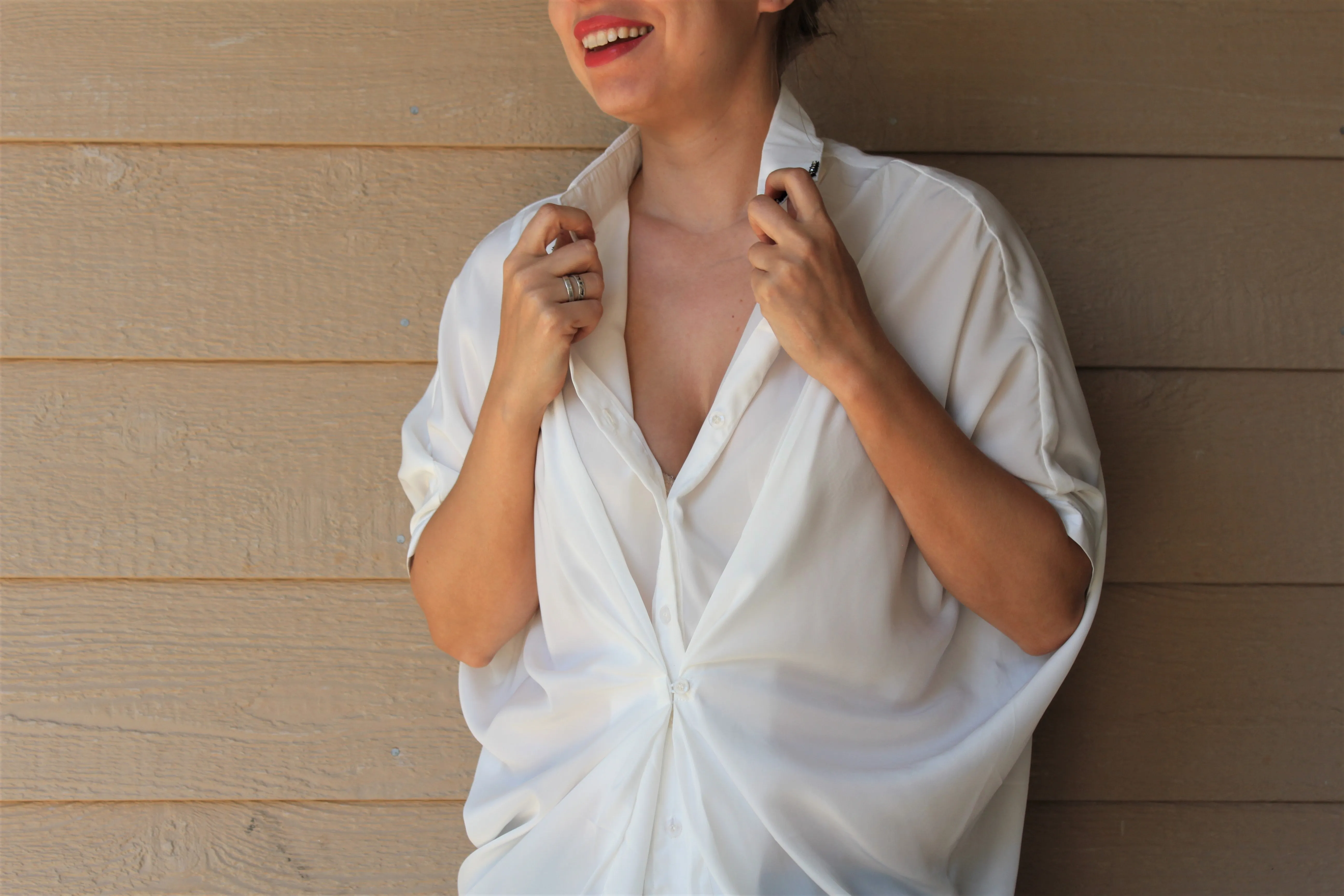 Twist-Front White Buttoned Top