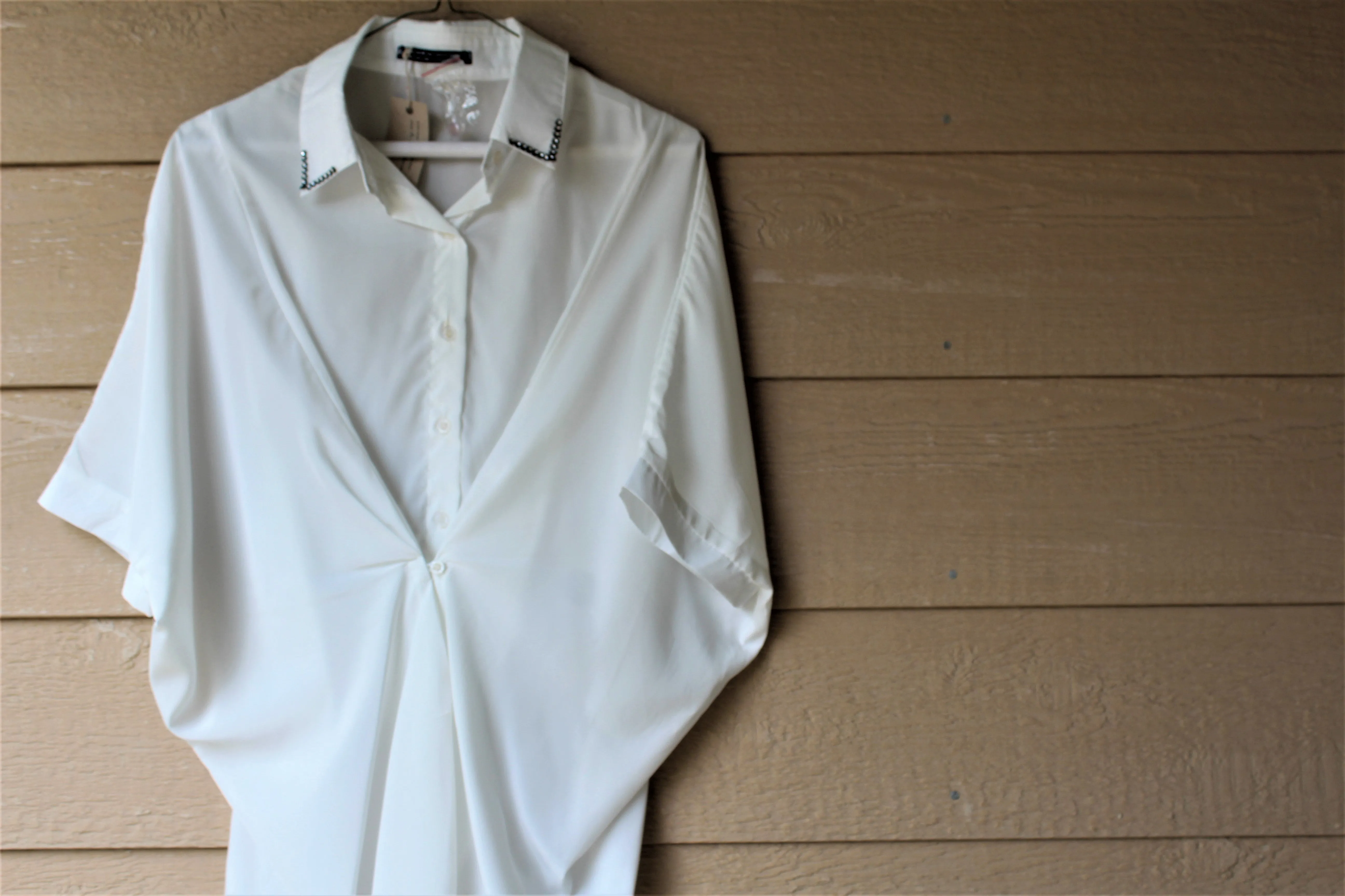Twist-Front White Buttoned Top