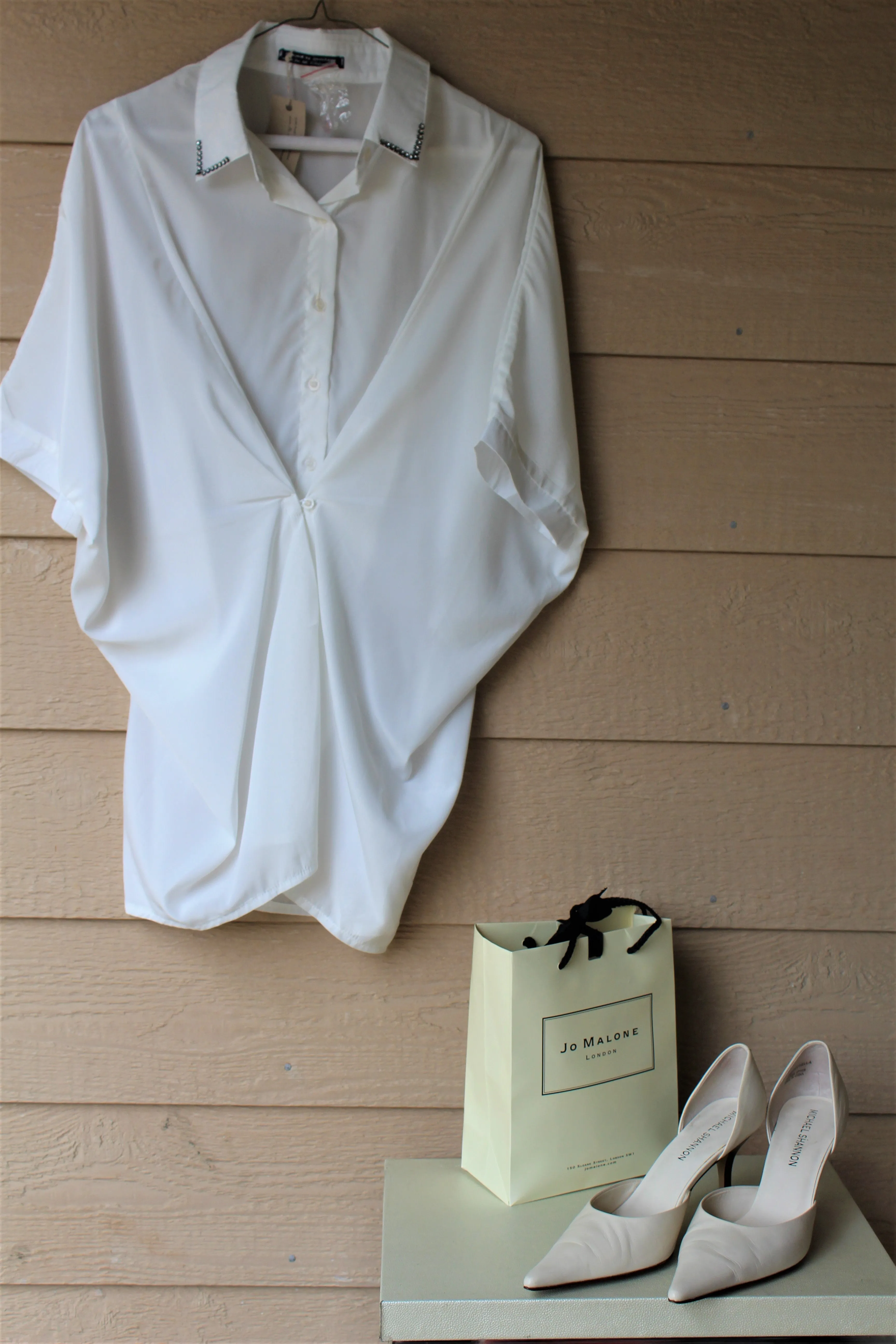 Twist-Front White Buttoned Top