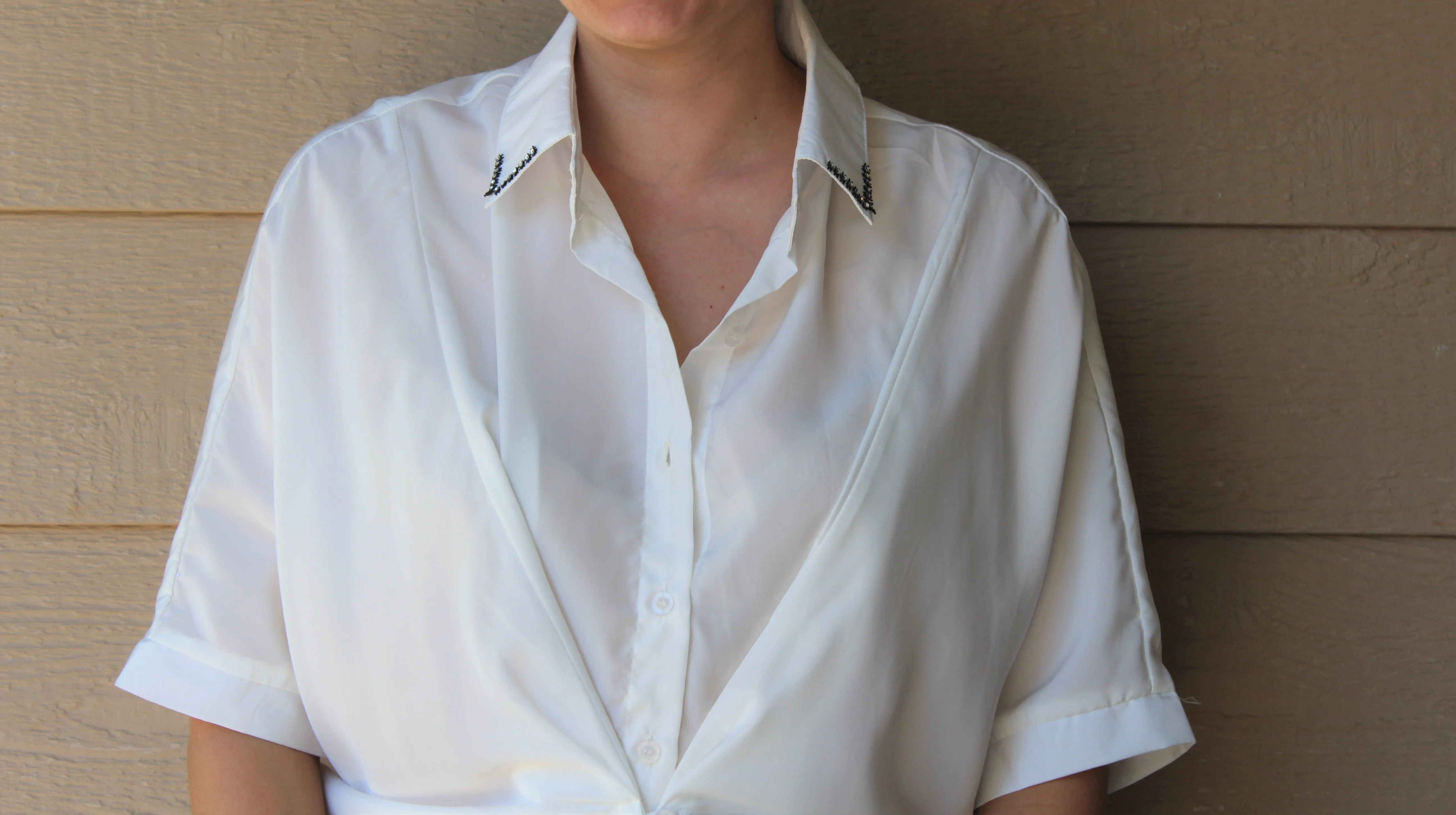 Twist-Front White Buttoned Top