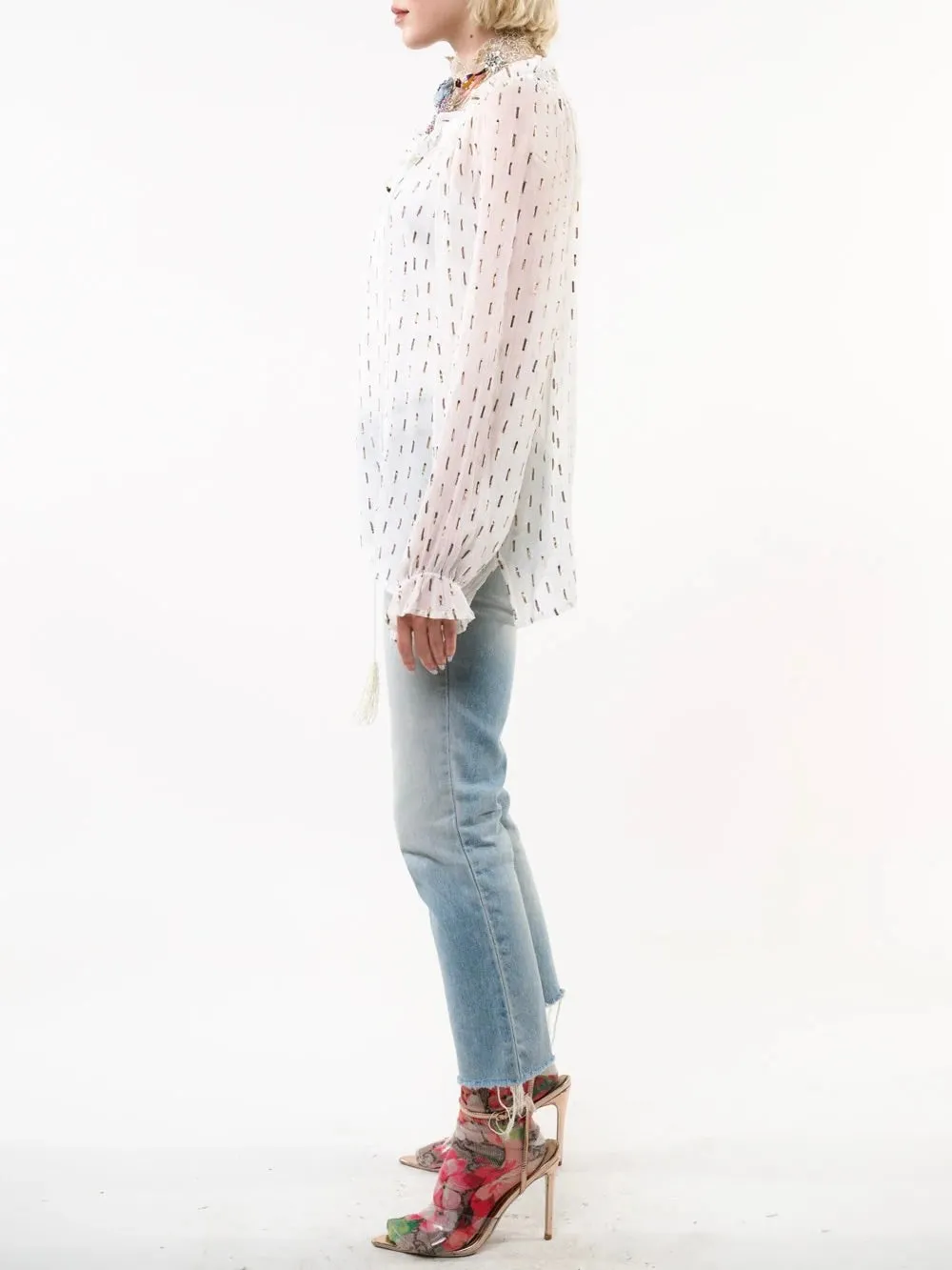 Two Piece Sheer Top with Cami - White