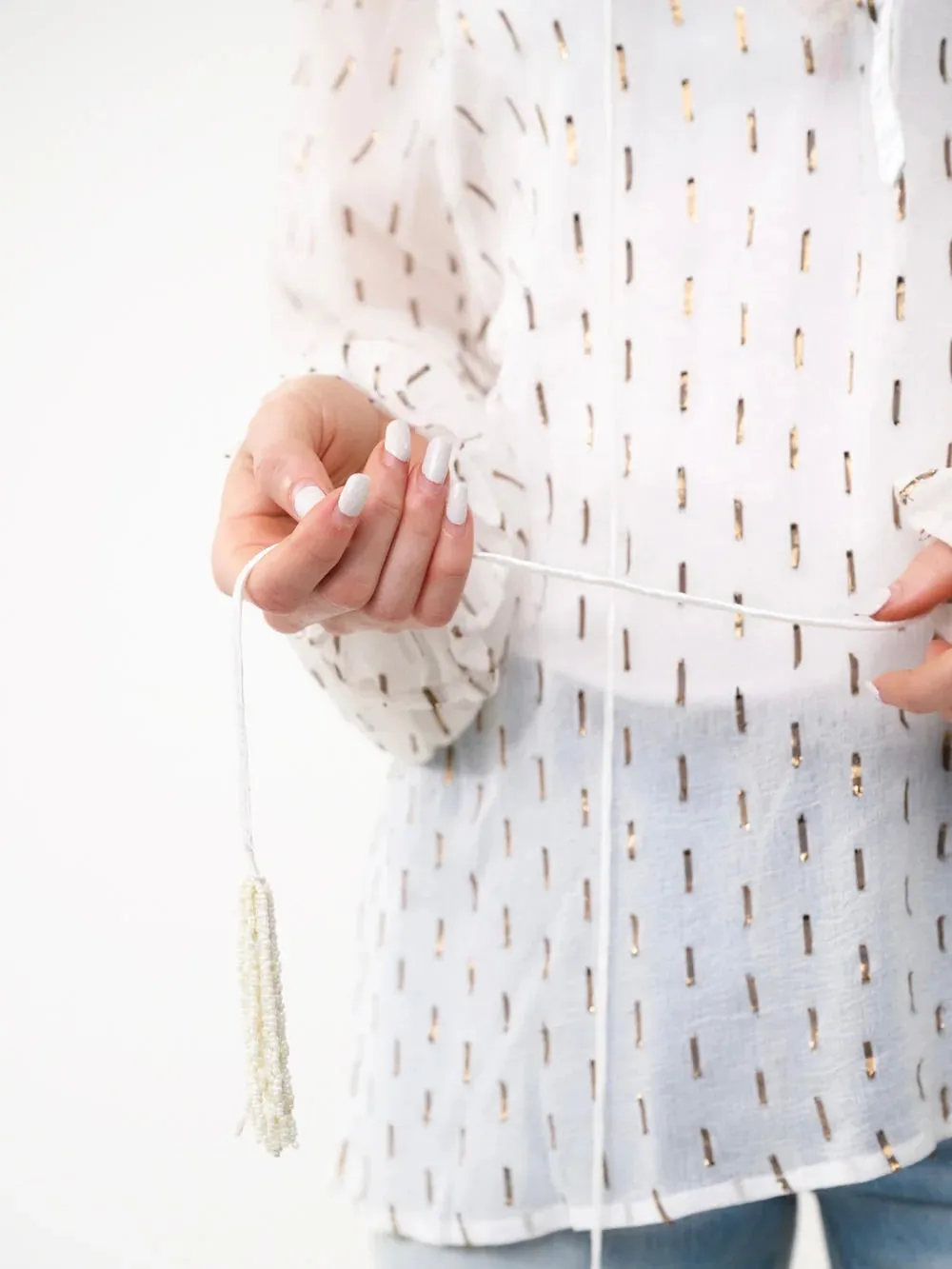 Two Piece Sheer Top with Cami - White