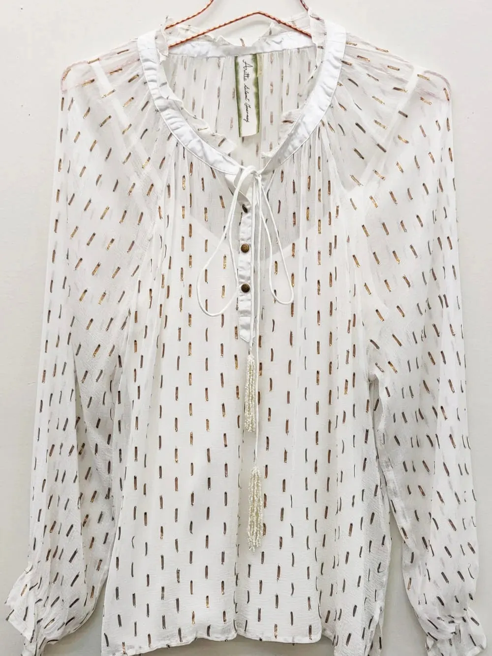 Two Piece Sheer Top with Cami - White