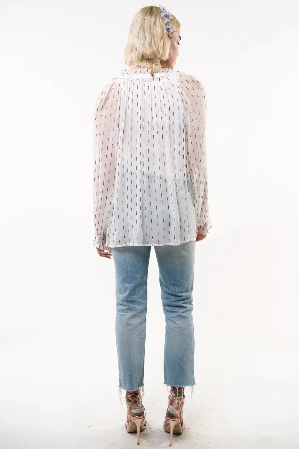 Two Piece Sheer Top with Cami - White