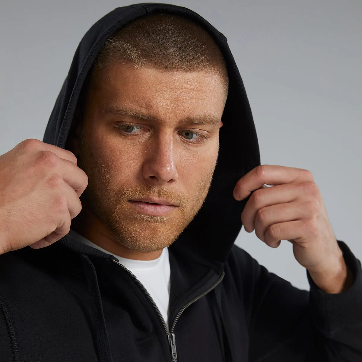 TYR Black UltraSoft Men's Heavyweight Terry Full-Zip Hoodie