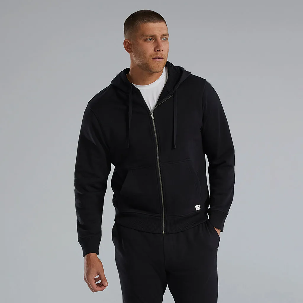 TYR Black UltraSoft Men's Heavyweight Terry Full-Zip Hoodie