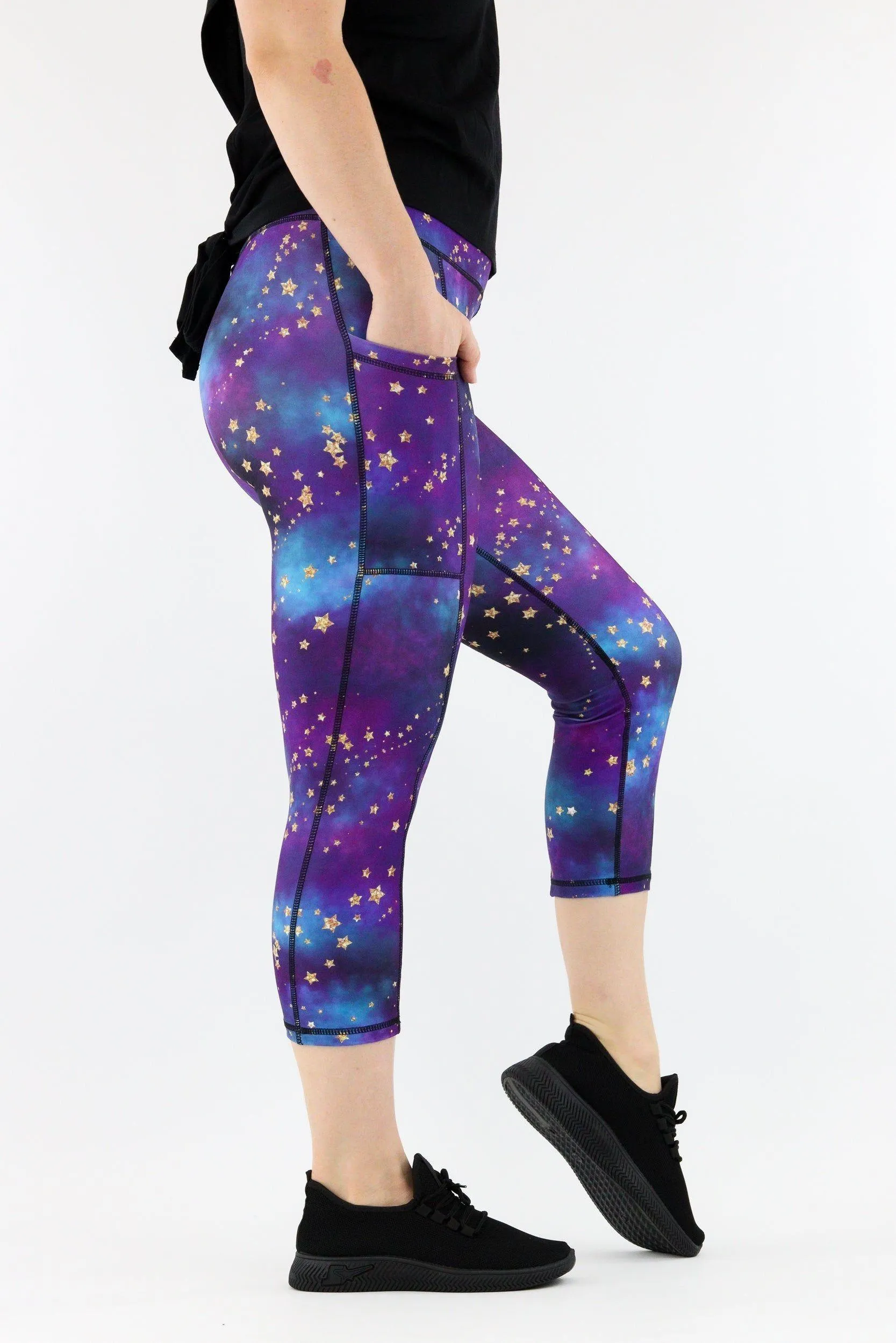 Universe Shimmer - Hybrid 1.0 - Leg Pockets - Capri Leggings