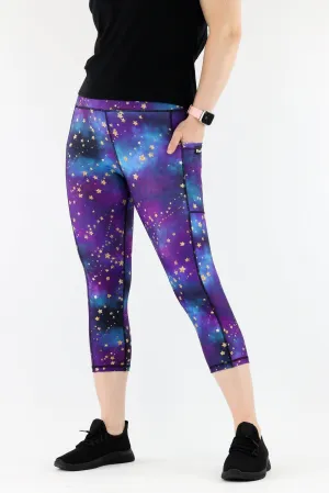 Universe Shimmer - Hybrid 1.0 - Leg Pockets - Capri Leggings