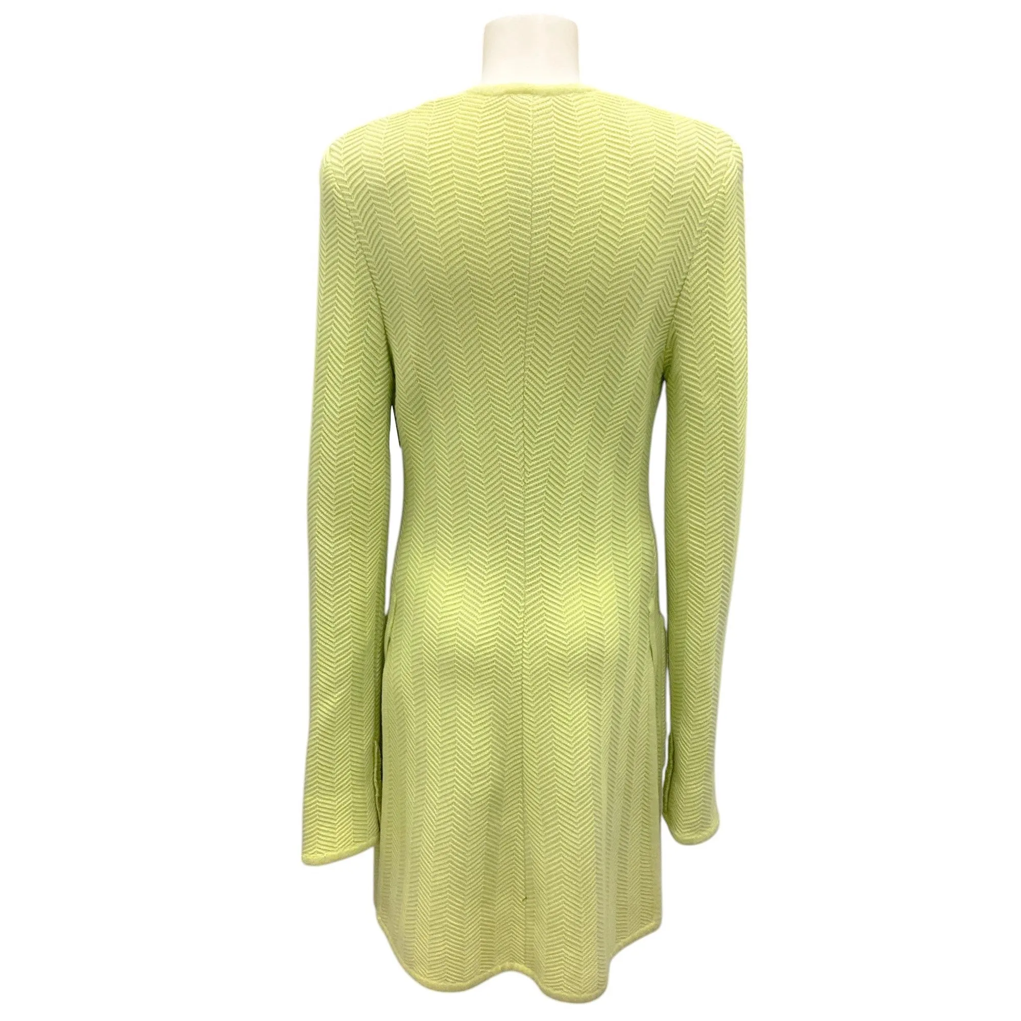Valentino Boutique Vintage Lime Green Button-down Cashmere Knit Long Cardigan Sweater